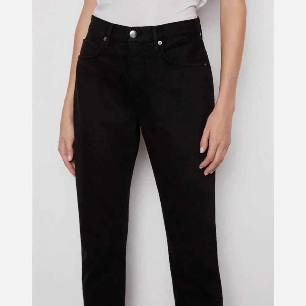 Frame Le Original High-Rise Straight-Leg Jeans in Film Noir - Black - Size 28 - Picture 2 of 7